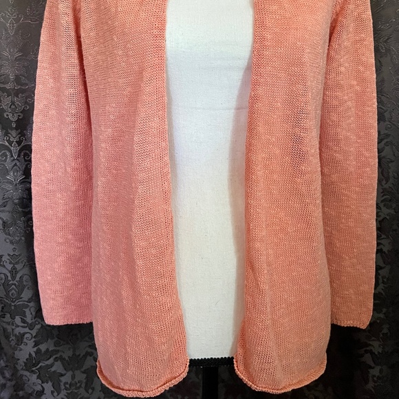 Eileen Fisher Creamsicle/Melon Tone Linen Blend Cardigan Petite Small - Picture 4 of 8